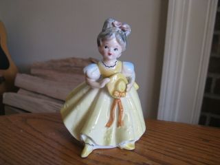 Vintage Napco Porcelain Girl In Yellow Dress 2383 Figurine