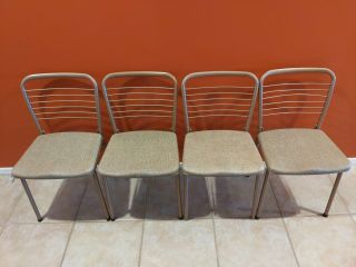 Set Of 4 Vintage Cosco Fashionfold Folding Metal Chairs