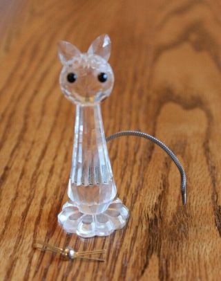 Retired Swarovski Large Crystal Cat With Silver Metal Tail 7634 Nr70 Wiskers Off
