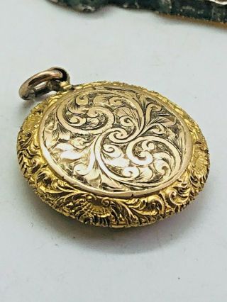 Antique Georgian 9 Ct Gold Cased Locket Duo Colour Rare Collectable Pendant 1820