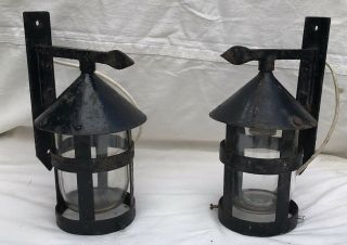 Vintage Gothic Style Coach Lamps Outdoor Lanterns Glass,  Metal Mains