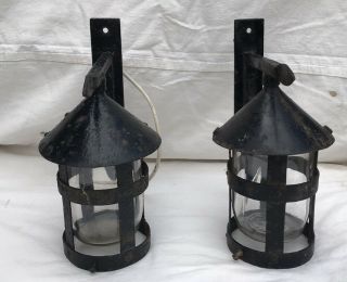 Vintage Gothic Style Coach Lamps Outdoor Lanterns Glass,  Metal Mains 2
