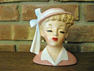 Vintage Napco Head Vase Lucille Ball Pink Dress 1958 C3342b 4 1/2 "