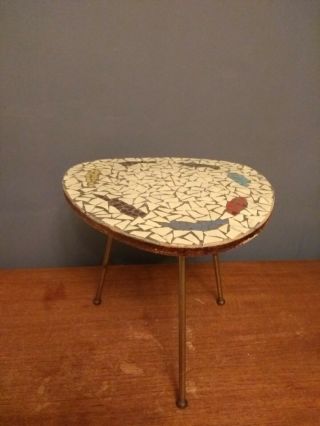 Mid Century Modern Mosaic Side Coffee Table 3 Dansette Legs Retro Vtg 50s 60s