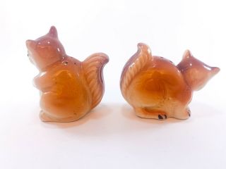 Vintage Ceramic Brown - Tan Squirrels Salt and Pepper Shakers Japan 3