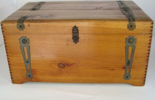 Large Cedar Trunk Chest Type Lock Box Solid Wood Vintage