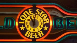 Vintage Lone Star Beer Bottle - Shaped Lighted Sign & Clock - All