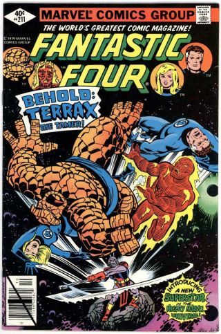 Fantastic Four 211 Vf 1st Terrax Galactus Marvel Bronze Age John Byrne 1979 Bin