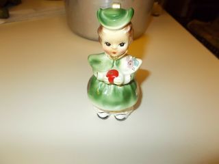 Vintage Josef Originals Girl Holding An Apple Holiday Figurine