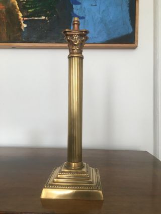 Fine Quality Brass Corinthian Column Table Lamp Base,  Circa 1960’s,  Apx 37cm