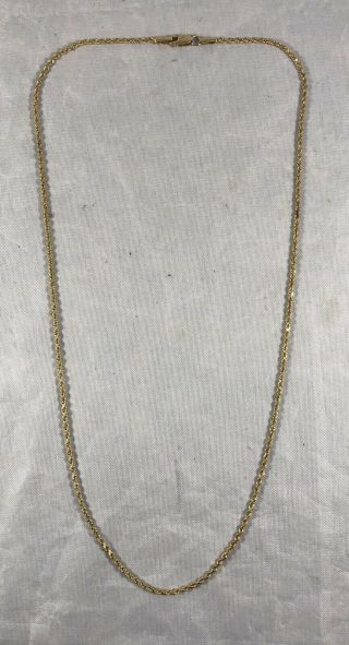 Vintage 14k Yellow Gold Twisted Chain Necklace 3.  8 Grams 18” Long