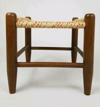 Vintage Mission Arts Crafts Footstool Stool Ottoman Oak Wood With Weaved Top