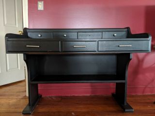 Mid - Century Modern Black Desk With Shelves And Drawers