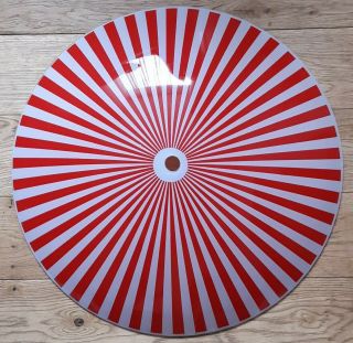 Vintage Mid Century Modern 1960s Glass Red & White Striped Ceiling Light Shade