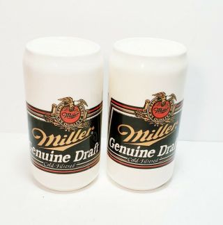 Miller Draft Ceramic Beer Can Salt And Pepper Shakers 4.  25 " Tall