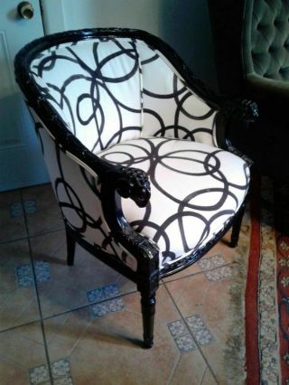 Vintage French Empire Style Ram - Head Louis Xvi Bergere Designer Accent Arm Chair