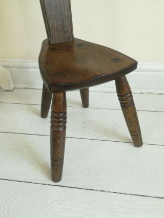 Antique Solid Oak Carved Spinning Chair Spinning Wheel Stool Wren bird detail 3
