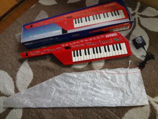 Yamaha Shs - 10r Keytar Fm Digital Keyboard Red Midi Vintage 1987 Boxed Testedwork