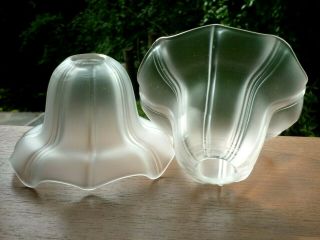 Pair Antique Art Nouveau Satin Glass Lamp/light Shades.  Period,  C.  1900