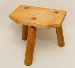 Small Solid Wood Hand Made Vintage Milking Stool Small Table Country Decor