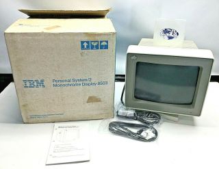 Vintage Ibm 8503 8503001 8503 - 001 Personal System/2 Monochrome Monitor