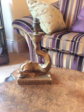 Vintage Table Lamp Base Gold Colour In A Shape Of A Fish