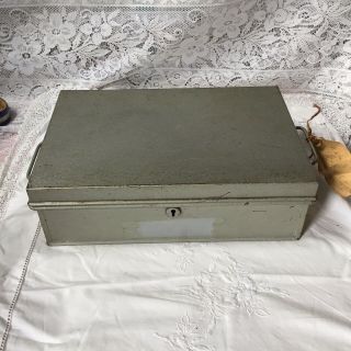 Antique Tin Metal Deed Box,  No Key 2