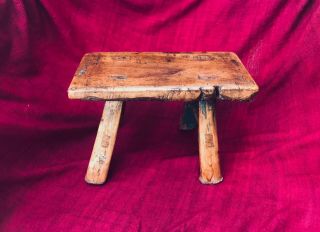 Small Chinese Rustic Stool: Vintage Primitive Chic,  Accent Asian Decor Piece