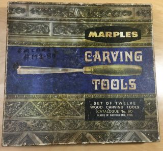 Vtg Marples Boxed Set Of 12 Wood Carving Chisels No.  60 Tool Set Made In England