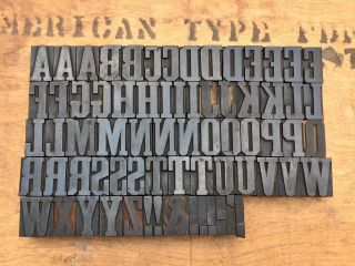 Antique Vtg Vanderburgh Wells ? Wood Letterpress Print Type Block A - Z Letter Set