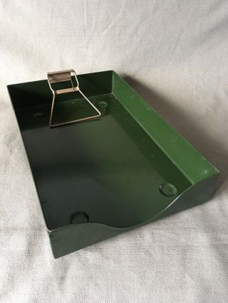 Vintage 1940’s Metal Office Spring Clip In Tray Filing Olive Green Heavy Quali