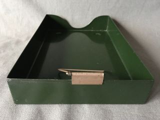 VINTAGE 1940’s METAL OFFICE SPRING CLIP IN TRAY FILING OLIVE GREEN HEAVY QUALI 3