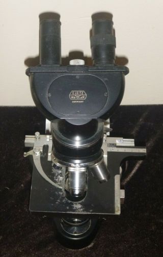 Vintage E.  Leitz Wetzlar German Binocular Stereo Microscope Great Wooden Cabinet 3