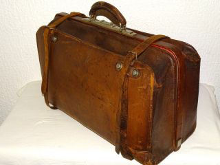 Sac Voyage Ancien Valise En Cuir Vintage Old Vintage Travel Leather Bag Suitcase
