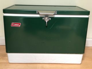Vtg Coleman Snow - Lite,  Green Metal Cooler W/box - 13 1/2 Gal 5255c700