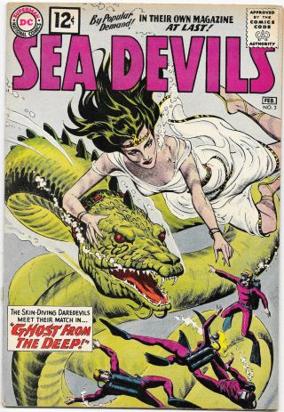 Sea Devils 3,  Dc Comics 1962 Russ Heath Art,  Wash Cover Vg/fn