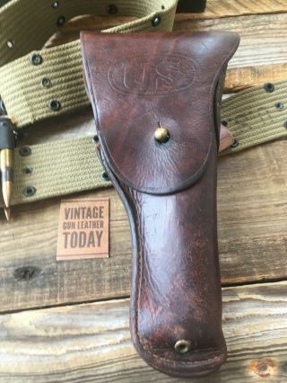 Vintage Ww2 Boyt 44 Us Military Brown Leather M1916 Holster For Colt 1911