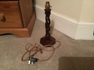 Vintage/old Barley Twist Wooden Lamp Base/brass Fittings