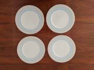 4 Vintage Macbeth Evans Cremax Banded Pastel Petalware Plates 8 " Salad Plates
