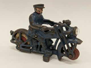 Vtg Hubley 6 " Cast Iron Blue Police Patrol Motorcycle Battery Headlight