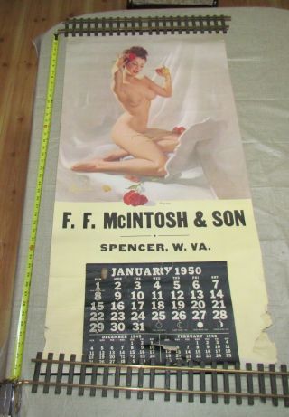 Vintage Large 1950 Pin - Up Calendar - 12 Month - Elvgren " Perfection " Nude Woman