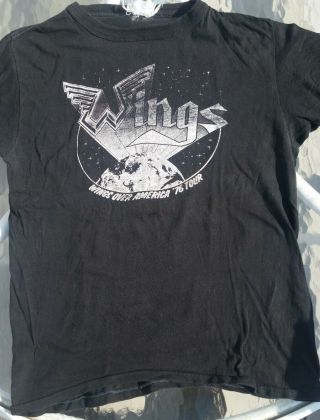 Paul Mccartney Wings Over America 1976 Tour Tee Shirt,  Size Large (vintage)