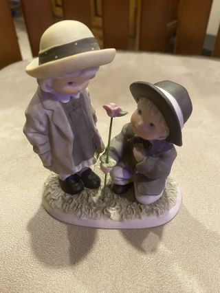 Kim Anderson Paap " Be My One And Only " Boy & Girl Flower - Porcelain Figurine