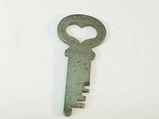 Antique Heart Shaped Eagle Lock Co.  22 U6 Steamer Trunk Chest Key 22u6