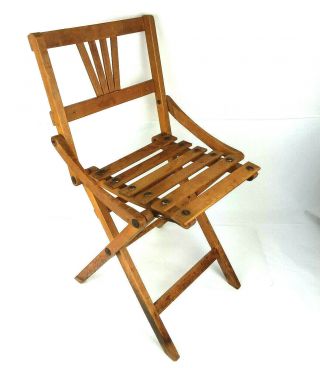 Vintage Child Doll Folding Wood Slat Chair 21.  5 X 12.  5 Inch