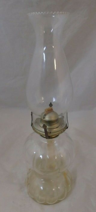 Vintage Glass Lamplight Farms Parafin Paraffin Oil Lamp With Chimney