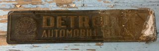 Antique Vtg Early 1920s Detroit Automobile Club Aaa License Plate Topper Sign