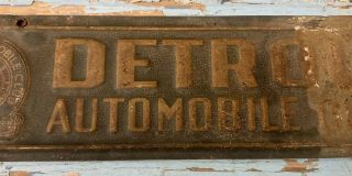 Antique Vtg Early 1920s DETROIT AUTOMOBILE CLUB AAA LICENSE PLATE TOPPER SIGN 3
