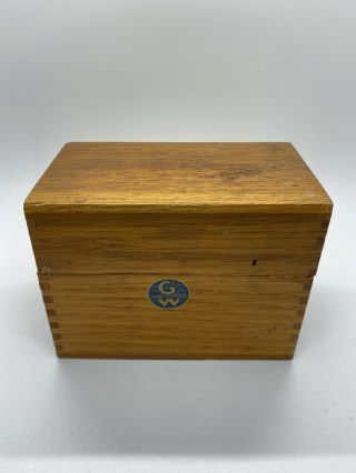 Antique Oak Wood Dovetail File Box by Globe Wernicke Filled w/ Dessert Recipes 2