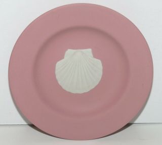 Wedgwood Pink Jasperware White Jasper Scallop Shell Dish 4 1/2 " Trinket Pin Dish